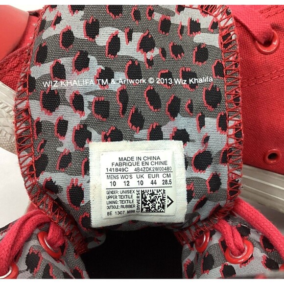 Converse CTAS Wiz Khalifa-Men 10/Women 12-Red High Top Varsity- 141849C -*Rare* - Picture 11 of 11